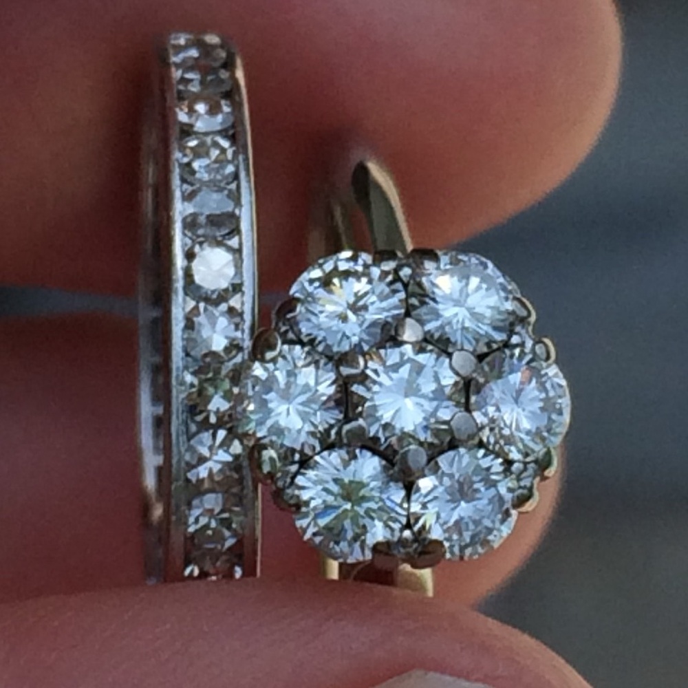 Jabel  18K White Gold Engagement ring and Platinum Diamond Band Size 3.75-4